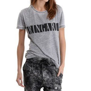 The Kooples Sport Slub Nubby Ringard Tee Small Burnout
